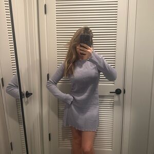 FREEPEOPLE Light blue long sleeve mini dress